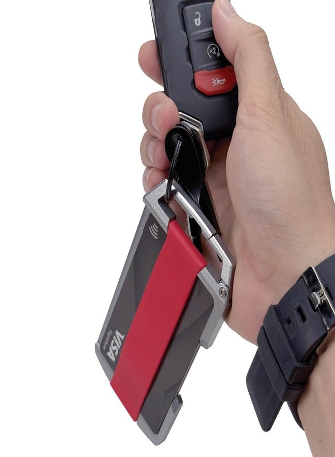 GPCA U1 Slim Wallet for Men, Minimalist Titanium Credit Card Holder, Badge Holder, Slim Wallet with Key Chain Carabiner & Belt Clip, Thin Card Wallet, Lightweight Men's Wallet & Stylish (Red), - Image 5