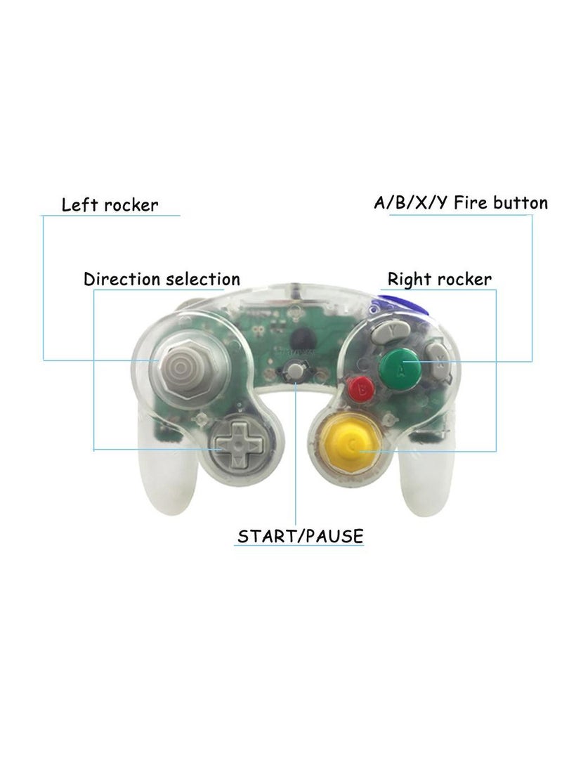 NGC Controller - Classic Wired for Wii Gamecube - Clear White - Authentic Gaming Experience