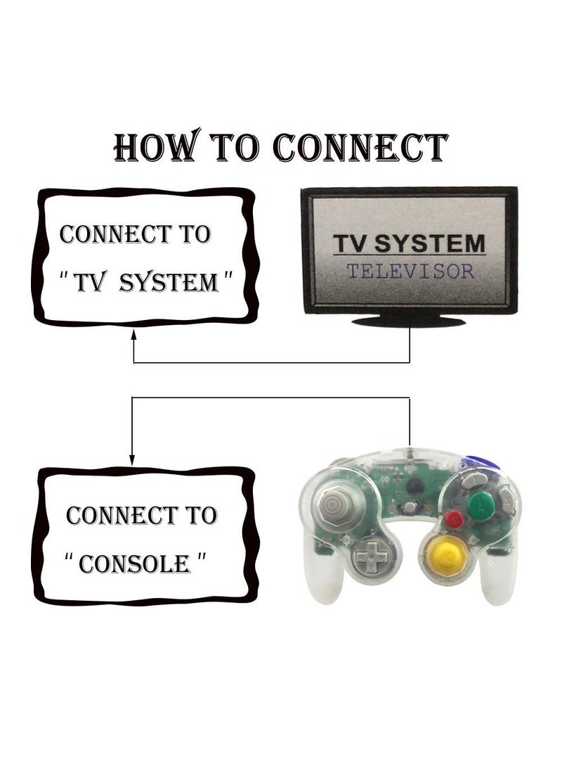 NGC Controller - Classic Wired for Wii Gamecube - Clear White - Authentic Gaming Experience