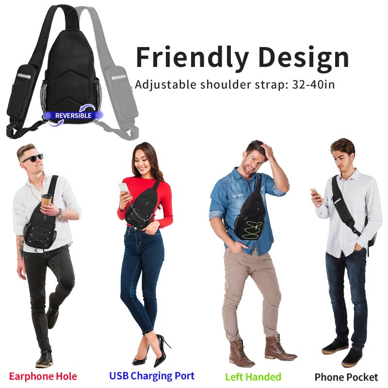 OSOCE S Size Sling Bag Fits 9.7in iPad, Anti-Theft Crossbody Chest Bag for Men & Women, Water Resistant with RFID Pocket - Image 3