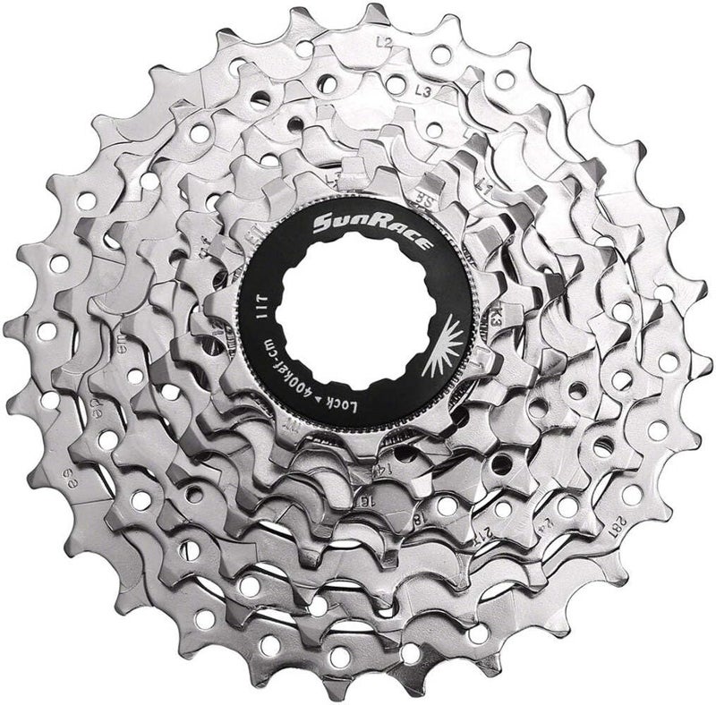 Sunrace CSR86 8-Speed Nickel Plated Cassette, 11-28T - Image 1