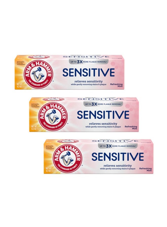 Arm & Hammer معجون أسنان آرم آند هامر للأسنان واللثة الحساسة، بنكهة النعناع المنعشة، 4.5 أونصة (عبوة من 3 قطع) - Image 1