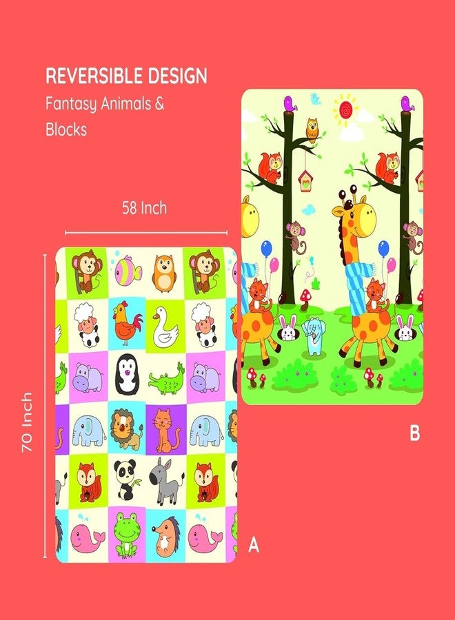 ROARIFY Premium Reversible Baby Play Mat | Extra Large Soft Foam Crawling Mat for Babies & Toddlers | Non-Slip, Waterproof, Easy to Clean | Foldable Learning Play Mat for Indoor & Outdoor (6.5 X 5 ft, 0.8 cm Thickness) Cartoon-Giraffe, Multicolor - Image 2