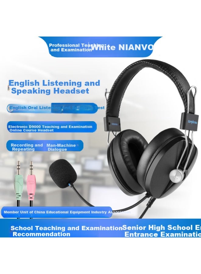 Danyin D9000 English Oral Exam Headset Computer Headphones With Microphone Wired Headset For Man-Machine Dialogue In High School Entrance Examination, Online Classes, Noise Reduction Recording 3.5Mm D - Image 1