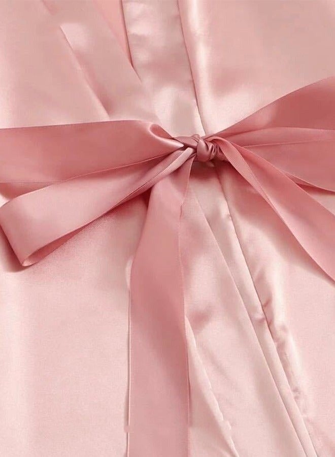 4 Pack Women's Nightwear Set Silk Satin Sleepwear Pajama Summer Home Wearing Clothes Suits Embroidered Breathable Ladies Lingerie Robe Nightdress Underwear Panties - Image 5
