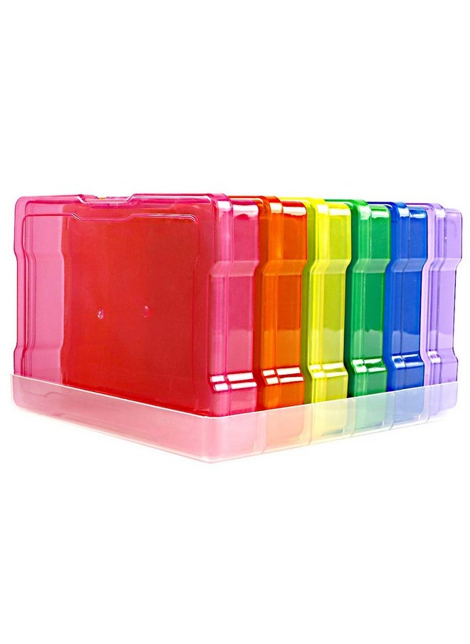 Novelinks Transparent 4" X 6" Photo Storage Boxes Photo Organizer Cases Photo Keeper Picture Storage Containers Box For Photos 6 Pack (Multi Colored)  - Image 1