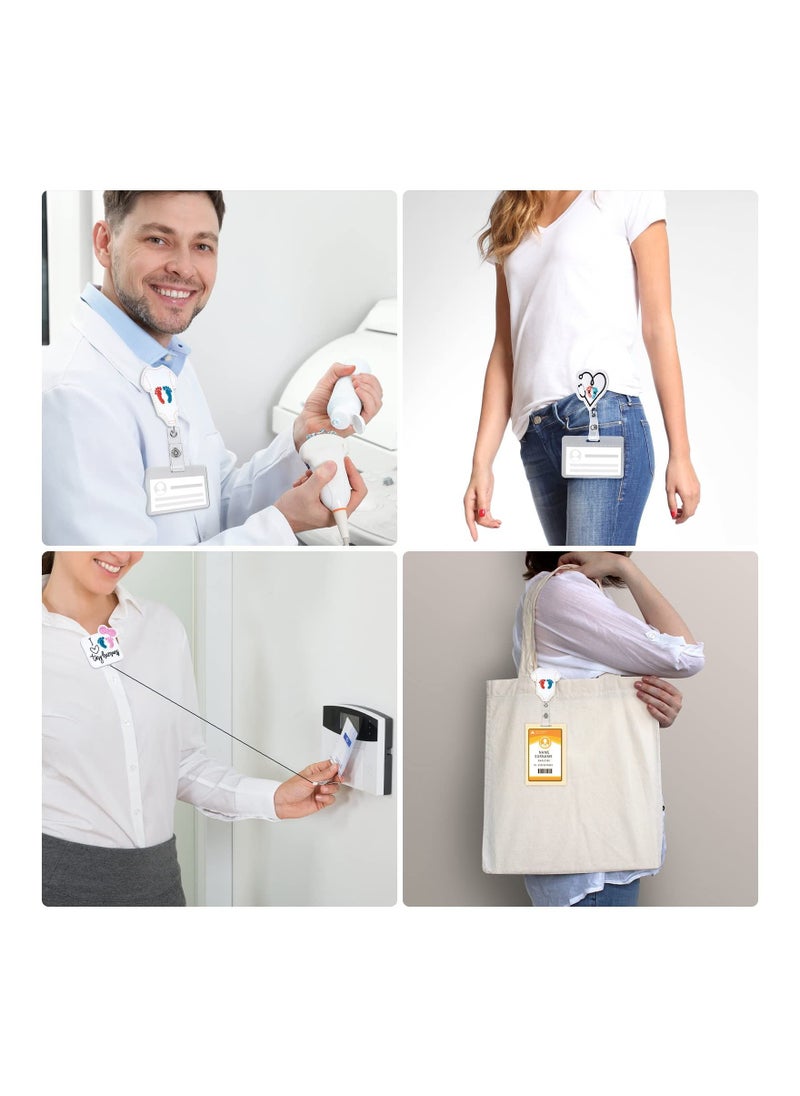 Y&D 3 Pcs Retractable ID Badge Reel Baby Feet Holder with Clip Felt Labor and Delivery Nurse Gifts  - Image 5