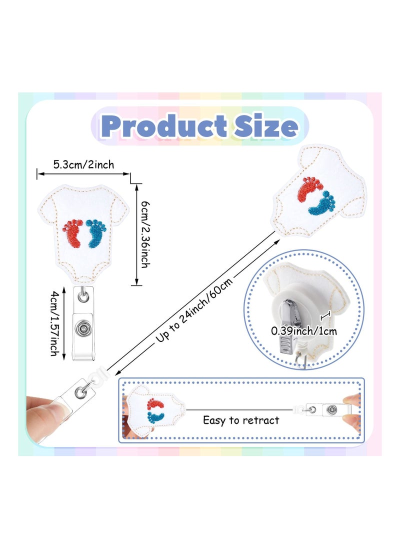 Y&D 3 Pcs Retractable ID Badge Reel Baby Feet Holder with Clip Felt Labor and Delivery Nurse Gifts  - Image 3