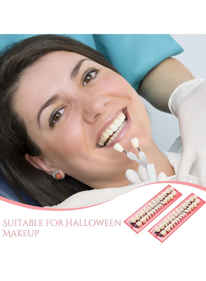 Nuanchu 4 Sets Acrylic Resin Fake Teeth Denture Replacement Teeth False Teeth Teeth Upper and Lower Synthetic Resin Teeth for Halloween Party Replacement, 112 Pieces, 23 A2 - Image 4