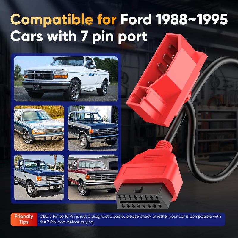 Autel 7 Pin OBD1 to OBD2 Adapter Cable for Ford, 7Pin OBD1 to 16 Pin OBD2 Diagnostic Cable, Fit for Ford Vehicles with 7Pin Port, Work with Scan Tool and Code Reader - Image 2