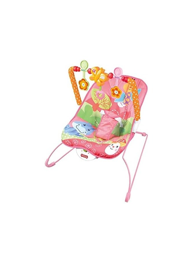 Tiibaby Musical Baby Bouncer Chair, Pink, with Vibration and Toy Bar 0-30 Months - Image 1