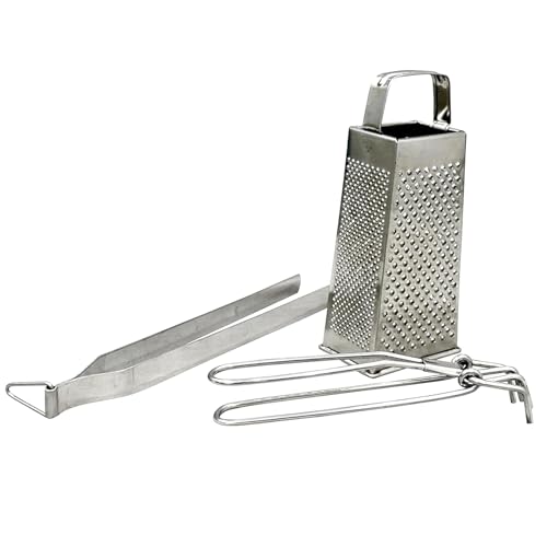 Dynore Stainless Steel Chapati Roti Chimta with Pakkad Utensil Holder and 4 Way Grater and Slicer. - Image 1