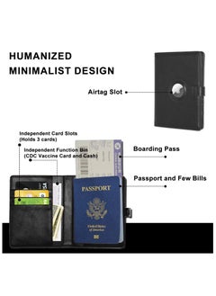 KASTWAVE Travel Passport Wallet for Women Men with Airtag Holder, RFID Passport and Vaccine Card Holder Combo with Card Slot, Leather Airtag Passport Holder and Airplane Travel Essentials  - Image 2