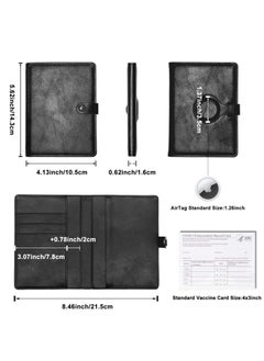 KASTWAVE Travel Passport Wallet for Women Men with Airtag Holder, RFID Passport and Vaccine Card Holder Combo with Card Slot, Leather Airtag Passport Holder and Airplane Travel Essentials  - Image 3