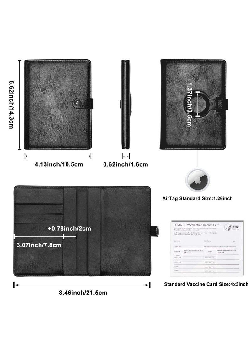 KASTWAVE Travel Passport Wallet for Women Men with Airtag Holder, RFID Passport and Vaccine Card Holder Combo with Card Slot, Leather Airtag Passport Holder and Airplane Travel Essentials  - Image 3