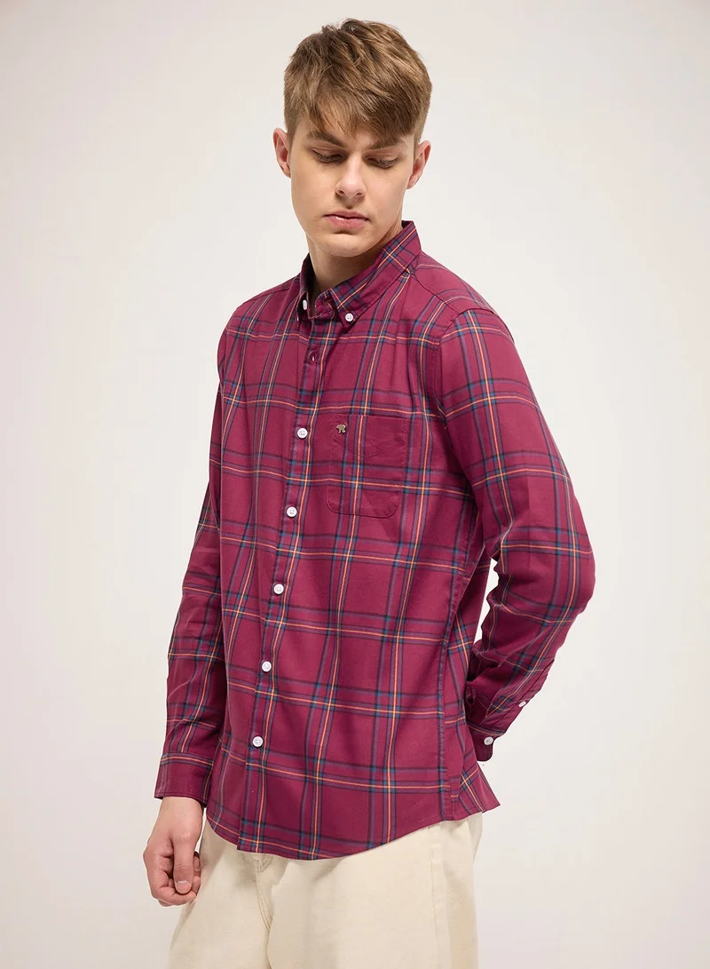 THE BEAR HOUSE Cotton Shirt for Men | Slim Fit, Long Sleeve, Casual or Formal Button-Down | Soft, Breathable Fabric for Work, Everyday, & All-Season Wear in Stylish