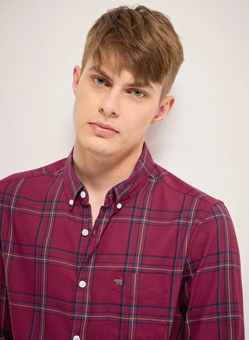 THE BEAR HOUSE Cotton Shirt for Men | Slim Fit, Long Sleeve, Casual or Formal Button-Down | Soft, Breathable Fabric for Work, Everyday, & All-Season Wear in Stylish