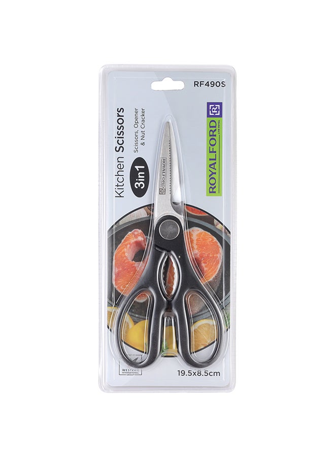 Royalford Kitchen Scissors 3In1 Scissors Opener Nut Cracker Multicolor - Image 2