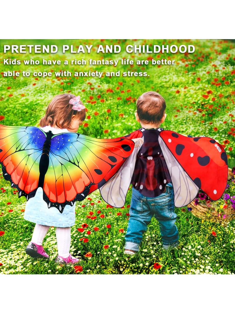 Luckam 4 Pcs Kids Wings Costume for Girls Toddler Ladybug erfly Bee Dragonfly as Boys Dress Up Party Gifts Cloak Performance Props - Image 3
