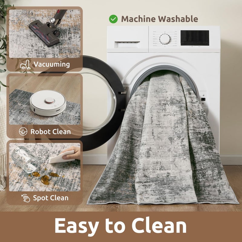 AMOAMI 5 x 7 Area Rugs for Living Room, Machine Washable Non Slip Rug Ultra Soft Low Pile Indoor Carpet Modern Abstract Rugs for Bedroom Office Room Dining Room Beside, Grey - Image 5