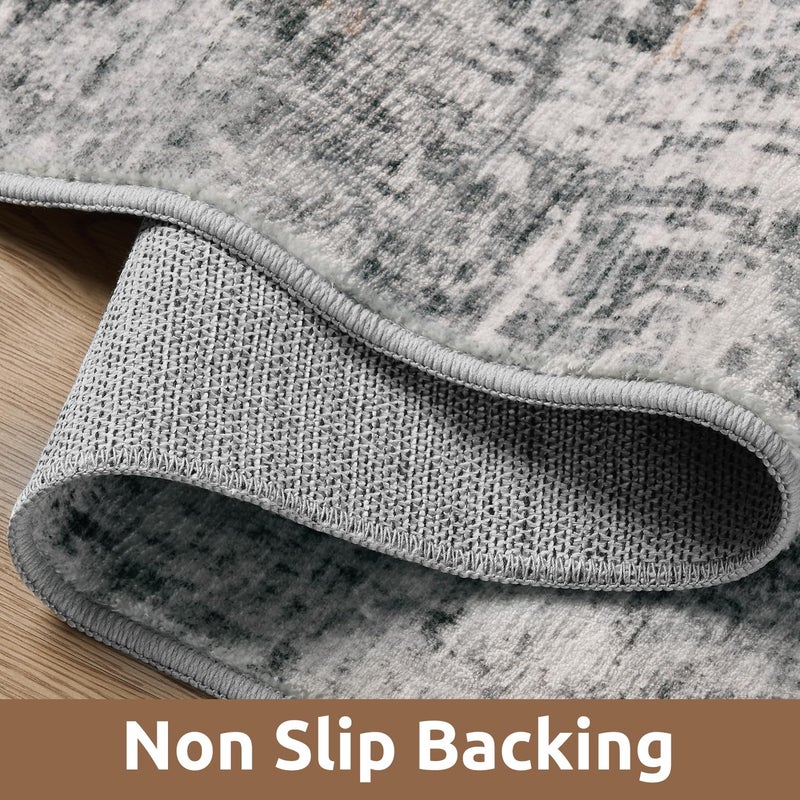 AMOAMI 5 x 7 Area Rugs for Living Room, Machine Washable Non Slip Rug Ultra Soft Low Pile Indoor Carpet Modern Abstract Rugs for Bedroom Office Room Dining Room Beside, Grey - Image 2
