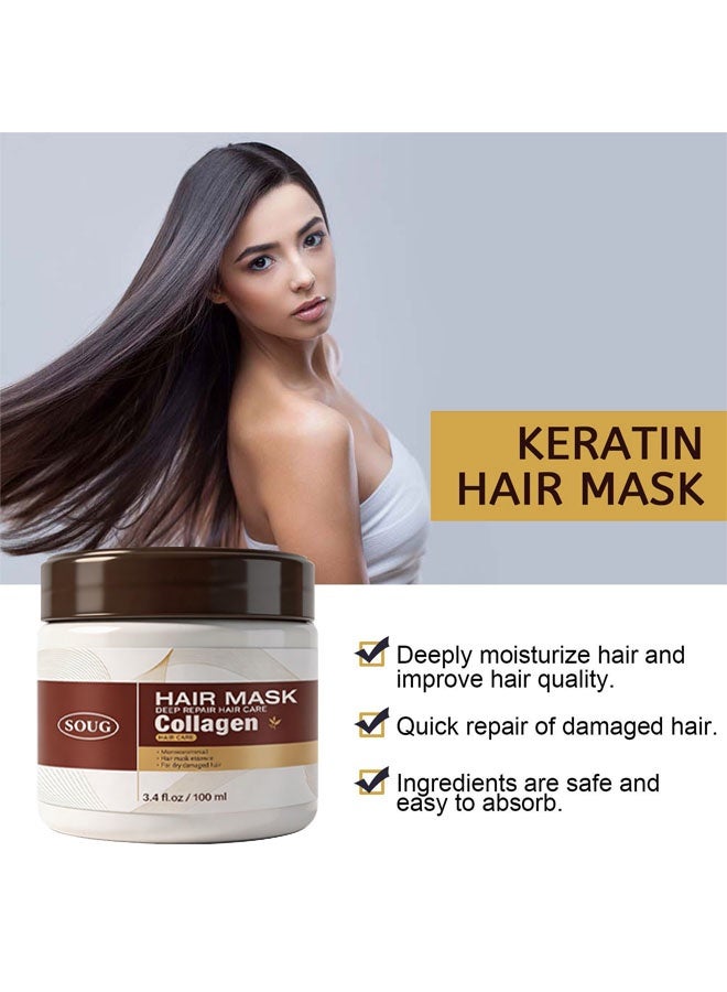 SOUG Collagen Hair Mask with Hydrolyzed Keratin, Argan & Coconut Oil | Deep Repair for Dry Damaged & Frizzy Hair | All Hair Types 100ml - Image 4