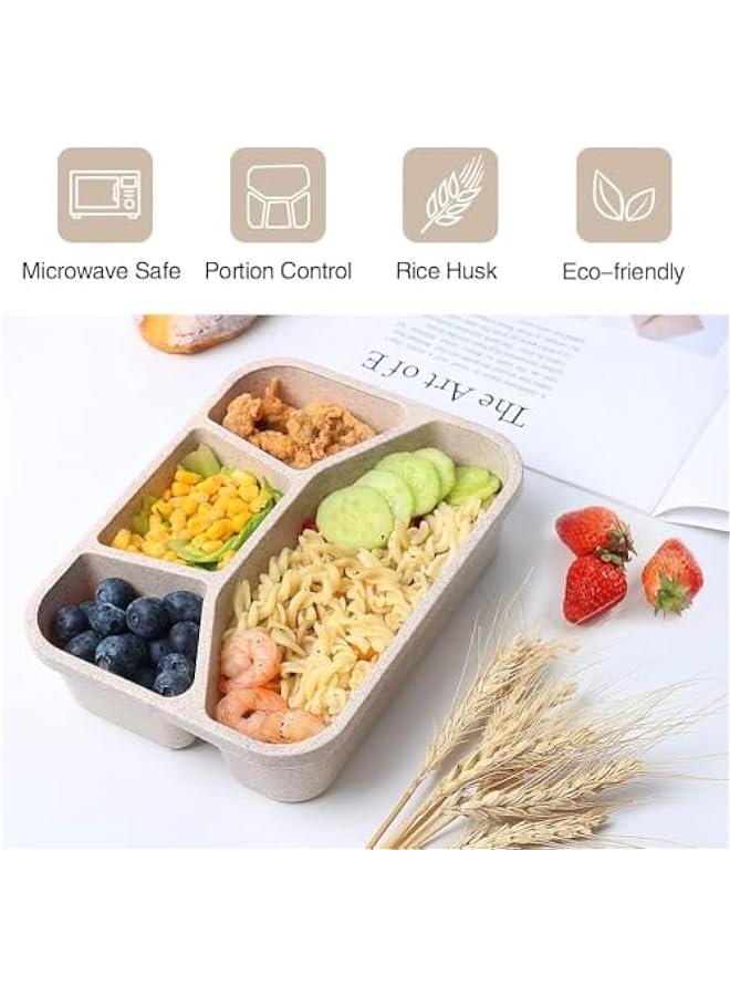HOOKOR Meal Prep Containers Reusable - 4 Pack Bento Lunch Box, 4-Compartment Snackle Box for School Work Travel, Lunch Containers for Adults, Bento Box for Kids (Multicolor-4 Compartments)  - Image 4