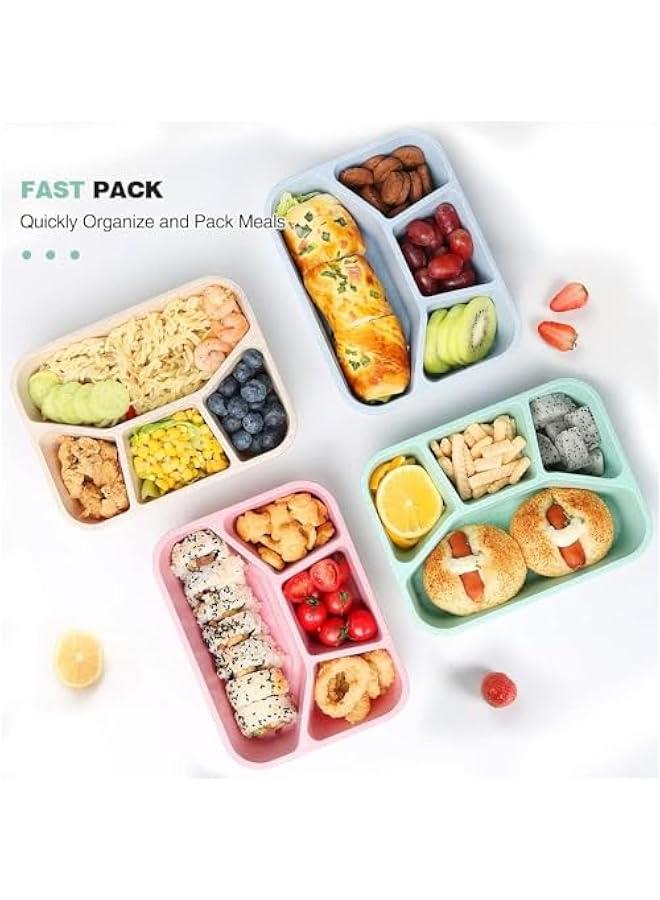 HOOKOR Meal Prep Containers Reusable - 4 Pack Bento Lunch Box, 4-Compartment Snackle Box for School Work Travel, Lunch Containers for Adults, Bento Box for Kids (Multicolor-4 Compartments)  - Image 5