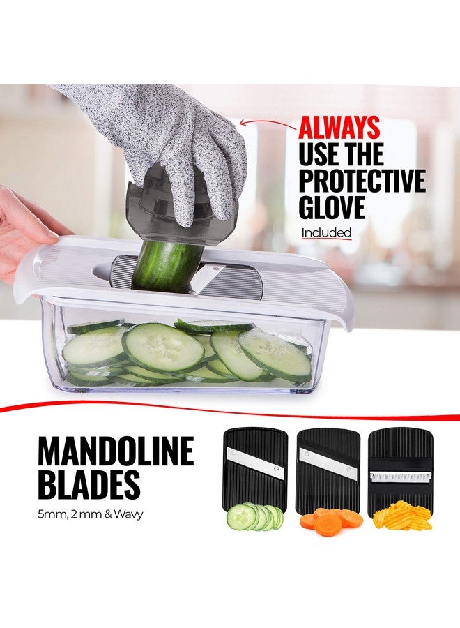 Fullstar Fullstar Mandoline Slicer for Kitchen, Fruit Cutter, Cheese Grater, Cucumber Slicer, Veggie Spiralizer, Food Cutter & Kitchen Gadgets with Safety Glove (11 in 1, White) - Image 3