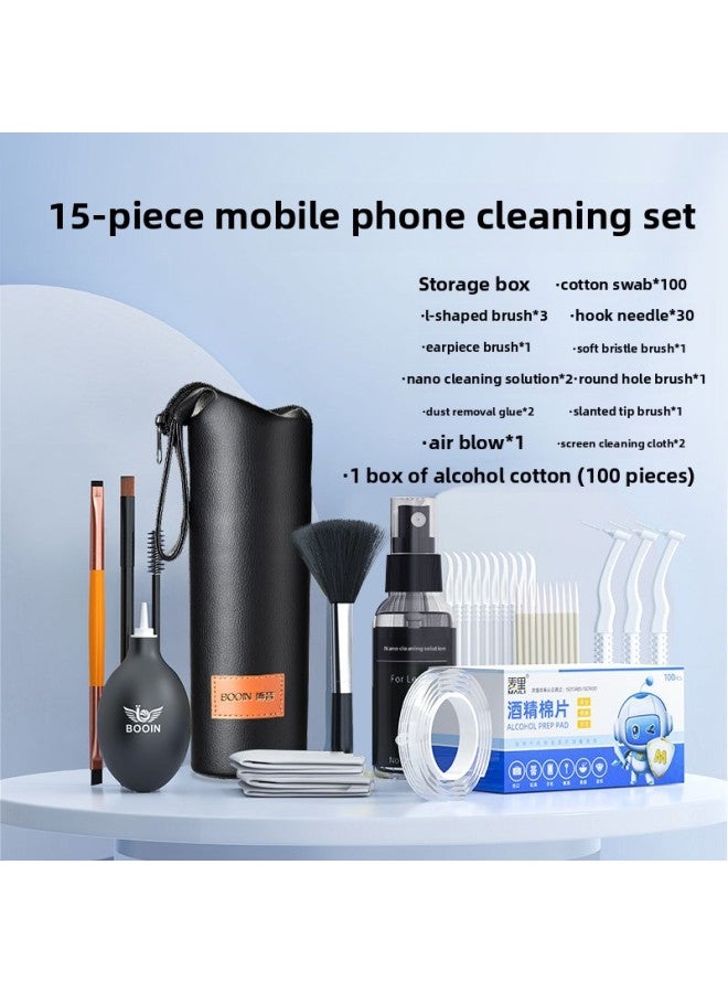 Mobile Phone Cleaning Dust Cleaning Tool Handset Cleaning Suitable For Huawei For Apple Horn Hole Screen Cleaner Charge-Color:*~*nano Ultimate Edition 【15-piece Set】 Two-in-one Cleaning And Maintena - Image 1