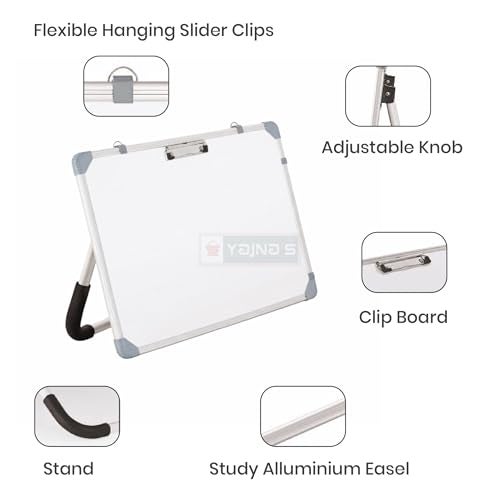 YAJNAS Non-Magnetic Dry Erase White Board 16x24 Inches with Stand | Table Top Standing Whiteboard for Study, Memo, to-Do List | Portable Desk White Board with Paper Clip, Marker & Duster (1.5x2 Feet) - Image 3