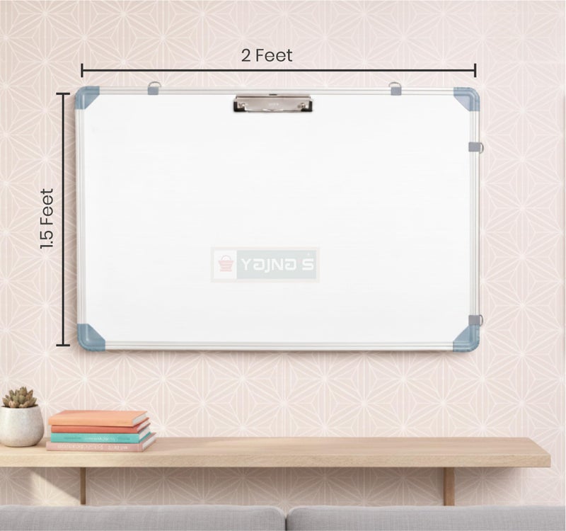 YAJNAS Non-Magnetic Dry Erase White Board 16x24 Inches with Stand | Table Top Standing Whiteboard for Study, Memo, to-Do List | Portable Desk White Board with Paper Clip, Marker & Duster (1.5x2 Feet) - Image 2