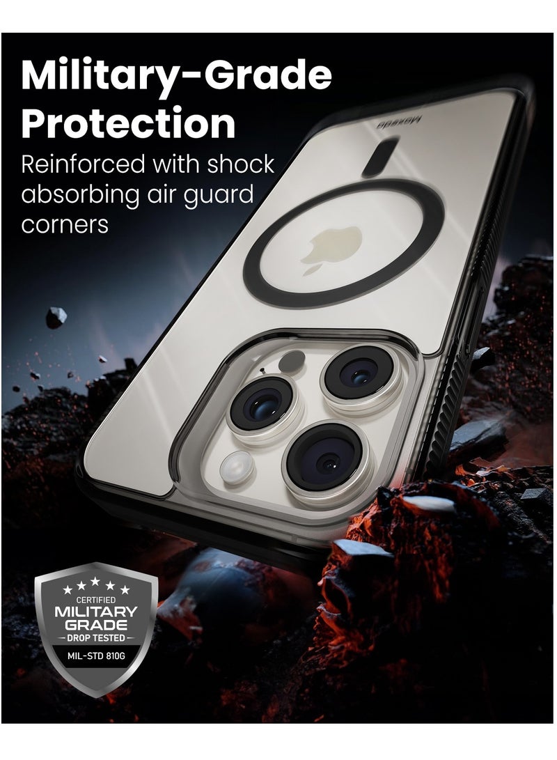 Moxedo Magnetic Protective Case 360 Protection Clear Case Hard PC with Built-in Strong Magnets Compatible with Magnetic Safe Designed for iPhone 15 Pro 6.1 inch (Black) - Image 5