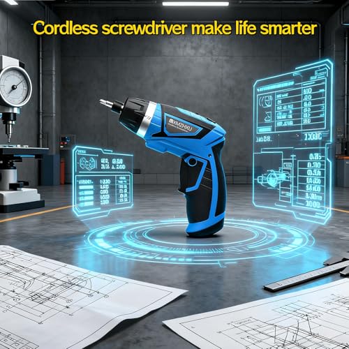 MXMZHXU 8V Cordless Screwdriver,6+1 Torque Max 10N·m Electric Power Screwdriver with 47 Accessories,180°Pivoting Handle, 2000mAh Rechargeable Screw Gun&Bit Set with LED Light, Flexible Shaft,for Home,Office - Image 2