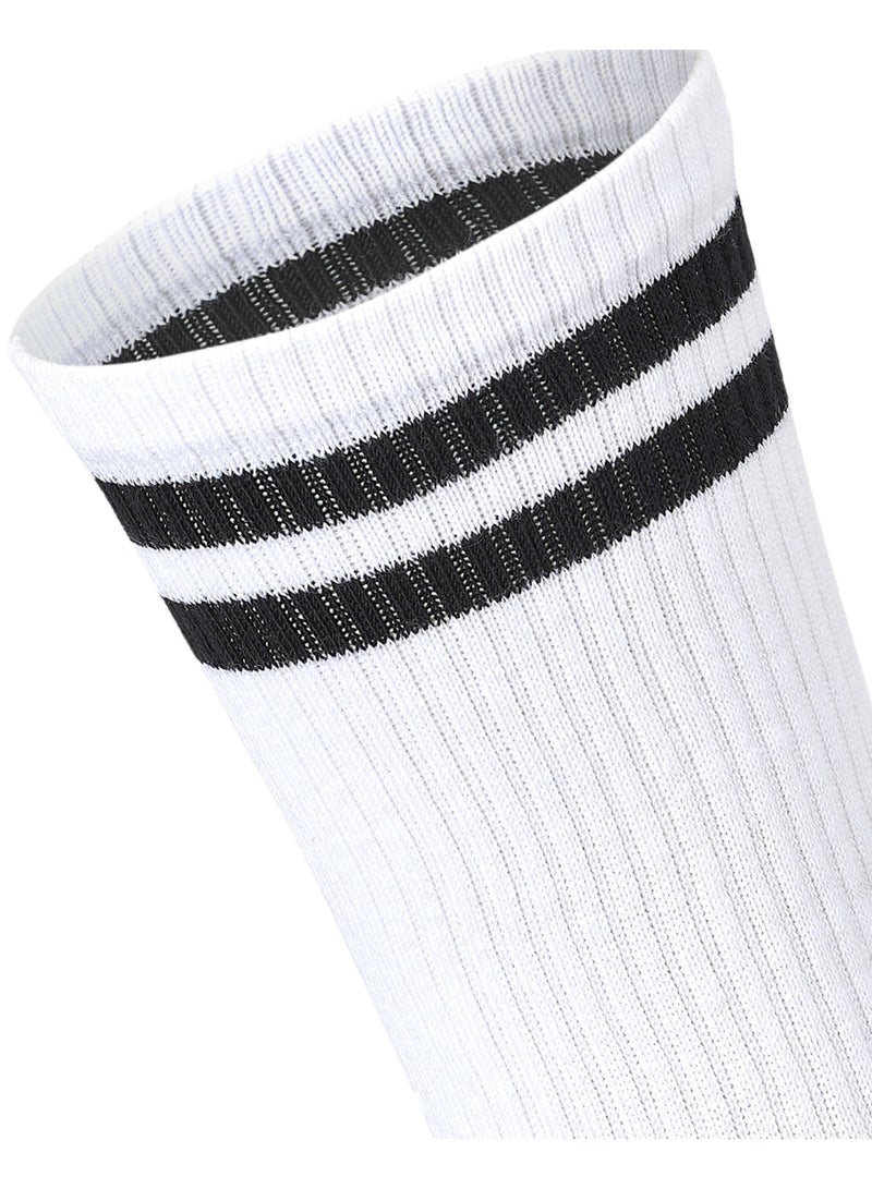 SAM SOCKS Men Set of 3 Long Lycra Stripped Elastic Socks White - Image 4