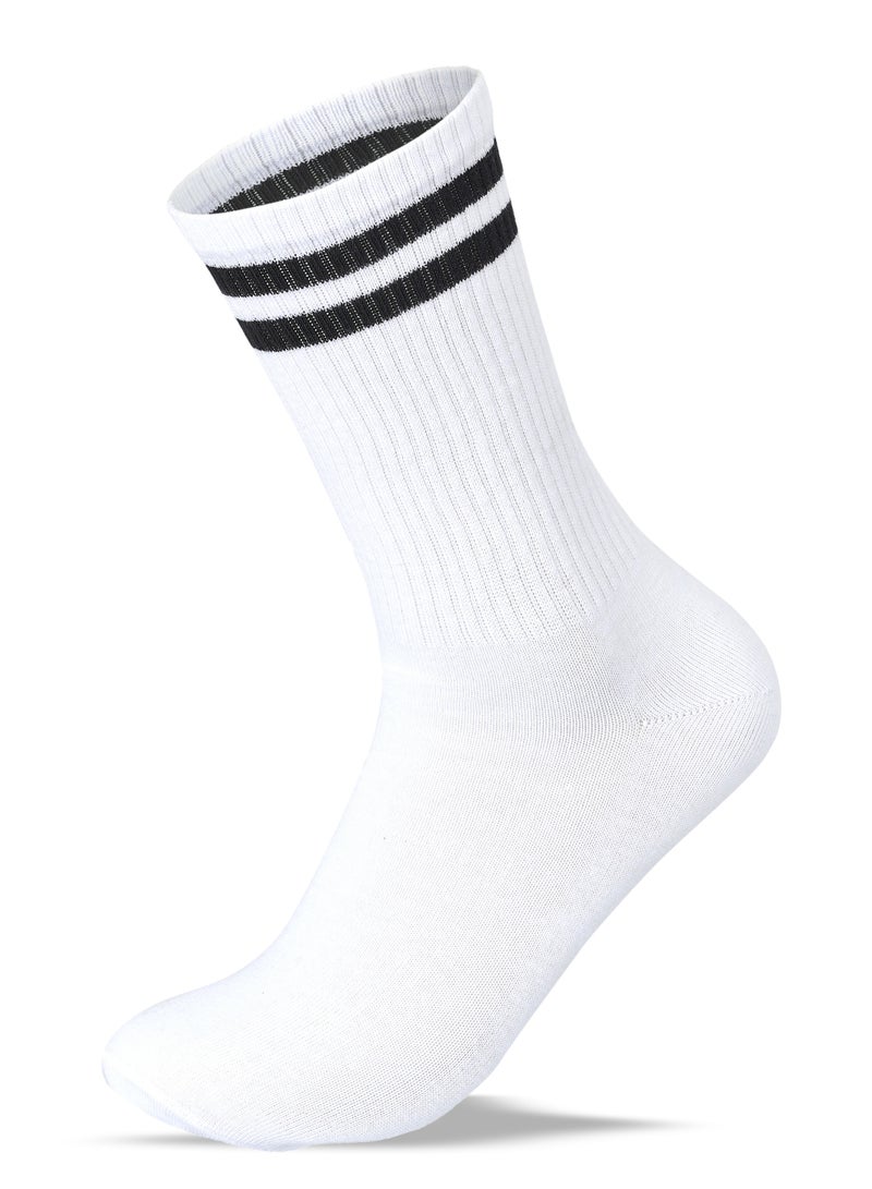 SAM SOCKS Men Set of 3 Long Lycra Stripped Elastic Socks White - Image 2