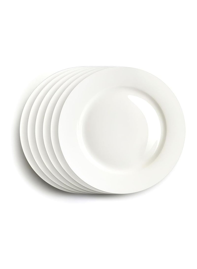 طقم أطباق الحلوى من البورسلين المتين  مكون من 6 قطع، أطباق تقديم أنيقة باللون الأبيض - Image 1