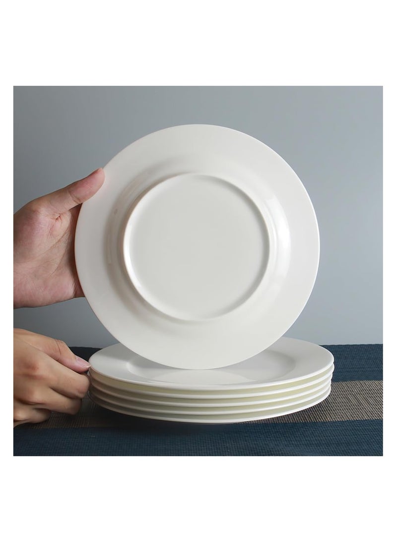 طقم أطباق الحلوى من البورسلين المتين  مكون من 6 قطع، أطباق تقديم أنيقة باللون الأبيض - Image 2