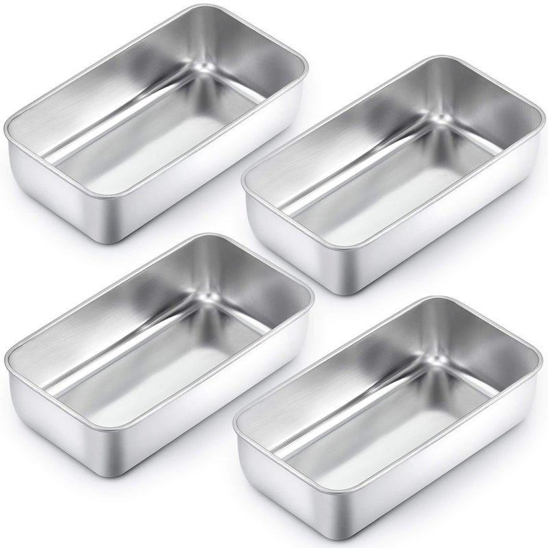 TeamFar TeamFar Loaf Pan 9  5 Bread Loaf Pans Meatloaf Pan Stainless Steel for Baking Bread Cake Lasagna Healthy  Durable Oven  Dishwasher Safe  Set of 4