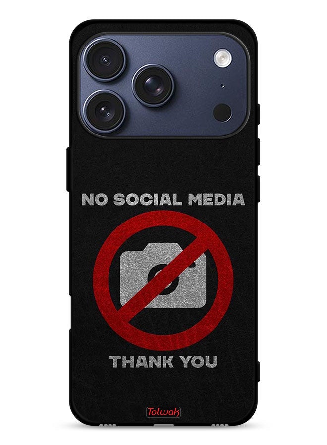 Tolwak Apple iPhone 17 Pro Protective Case Cover No Social Media Thank You - Image 1