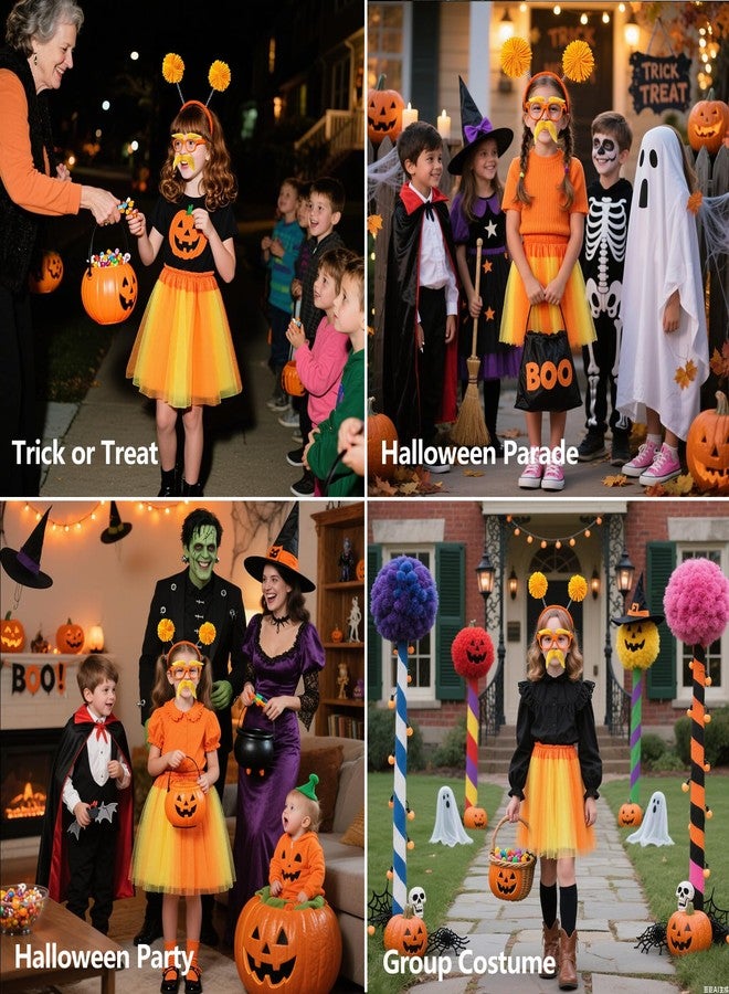Pextian Orange Little Girls Halloween Costume,Kids Halloween Costumes for Girls 3-8 - Image 3