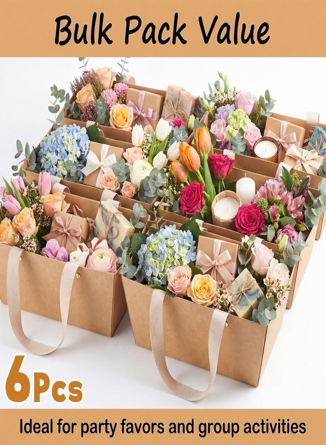 RAINFLOW 6 Pcs Small Gift Baskets - Easter Baskets Bulk Cardboard Basket with Handles Empty Bulk Gift Basket Empty to Fill for Packages Wrapping, Wedding Party, Gifts Fill, Anniversary Display(Brown - Image 3