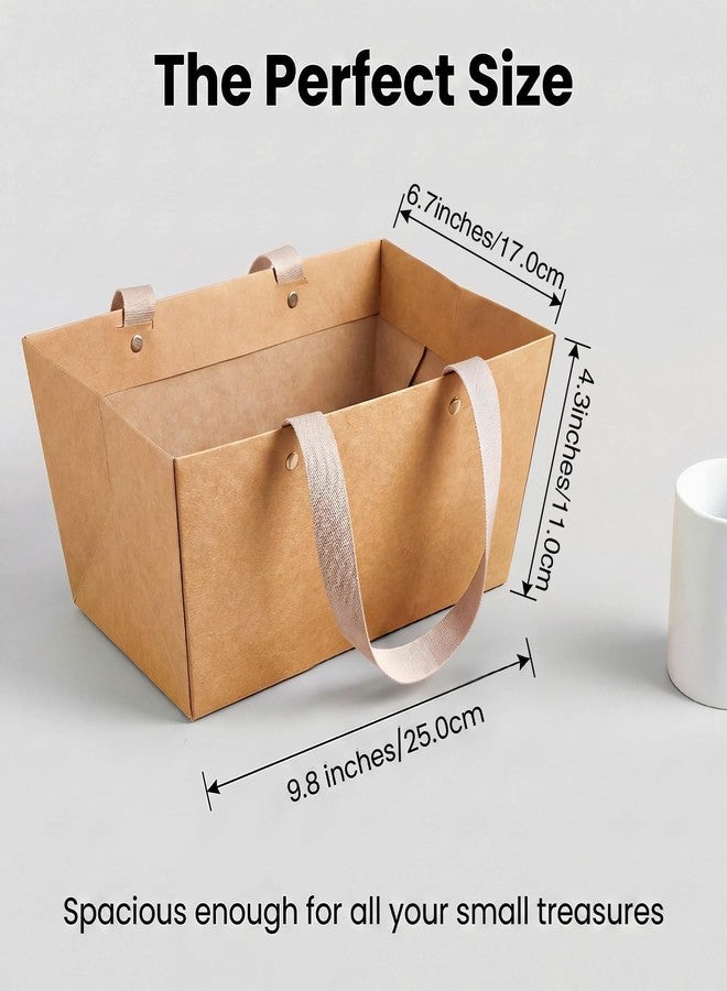 RAINFLOW 6 Pcs Small Gift Baskets - Easter Baskets Bulk Cardboard Basket with Handles Empty Bulk Gift Basket Empty to Fill for Packages Wrapping, Wedding Party, Gifts Fill, Anniversary Display(Brown - Image 5