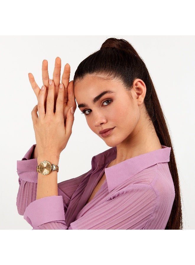 B&G Women's Gold Round Analog Dial with Gold Alloy Band Watch - 35mm - R3853302509 - Image 5