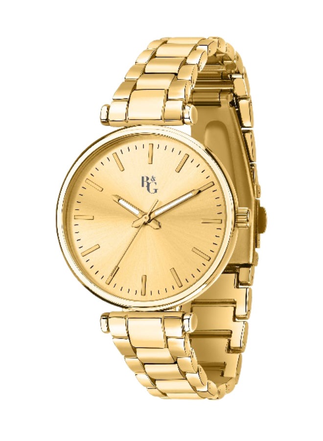 B&G Women's Gold Round Analog Dial with Gold Alloy Band Watch - 35mm - R3853302509 - Image 1