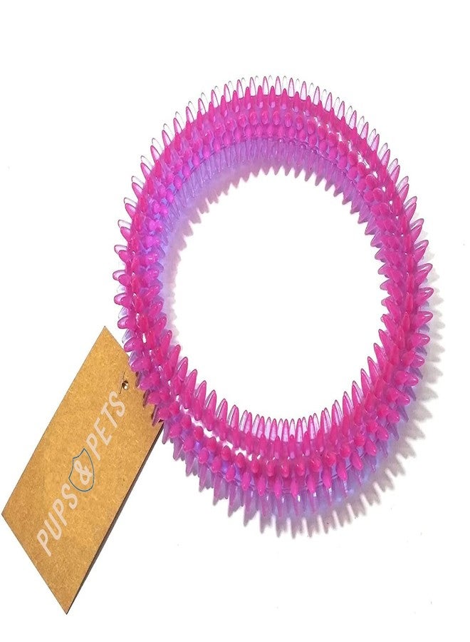 Pups&Pets Rubber Dental Puppy Teething Spike Ring Chew Toy, 6 inches, Colour May Vary - Image 1