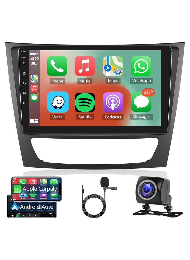 SHEZA STAR - Android Car Stereo for Mercedes Benz E-Class W211 E200 CLS 2002 To 2010 6GB RAM 128GB ROM Mirror-Link Wi-Fi BT, GPS Nav, 9 Inch Support SIM Card, Apple Carplay, IPS Touch Screen with AHD Backup Camera - Image 1