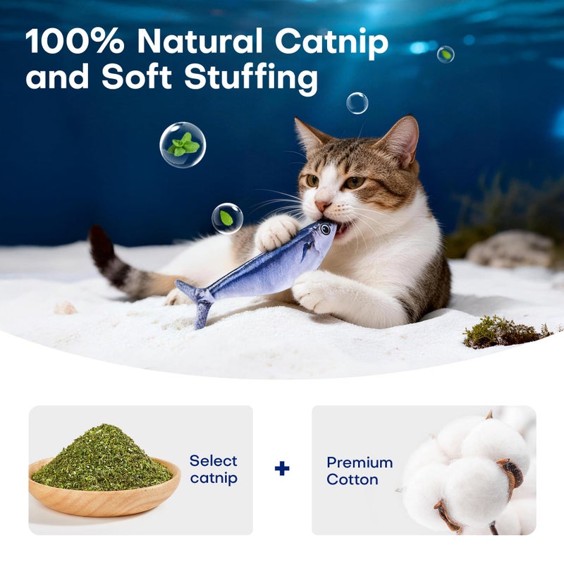 Potaroma Cat Toys Bite-Sized Flopping Fish with Catnip, Realistic Tap-Activated Moving Kitten Kicker, 3 Floppy Mode Wiggle Sardine/Saury/Yellow Croaker Interactive Motion Kitty Exercise - Image 5