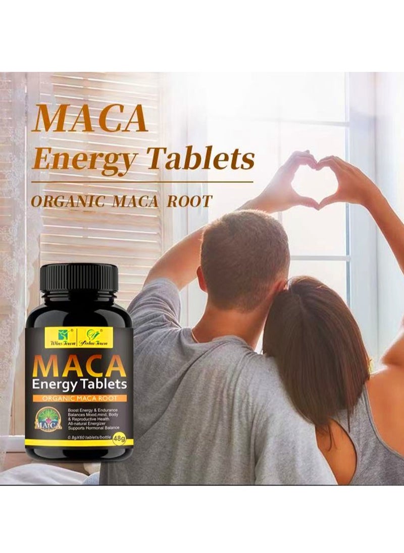 وينز تاون يدعم MACA العضوية الطبيعية صحة الرجال ويحسن الطاقة والتحمل 60 قرصًا  - Image 2