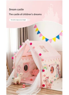 CUNUUDOOL Kids Play Tent Indoor, Kids Playhouse Set With Ball Lights, Colorful Flags, Soft Cotton Mat, Pinky Unicorn Theme Decoration With Solid Odorless Wood Frame, Girls Princess Tent Toddler Castle For Children Outdoor, Gift For Girls Birthday  - Image 5